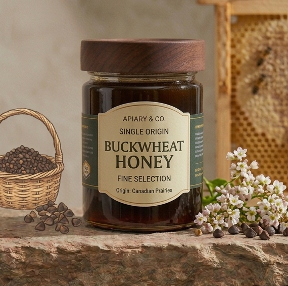 Jar of buckwheat honey